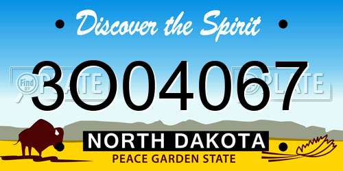 3O04067 North Dakota License Plate