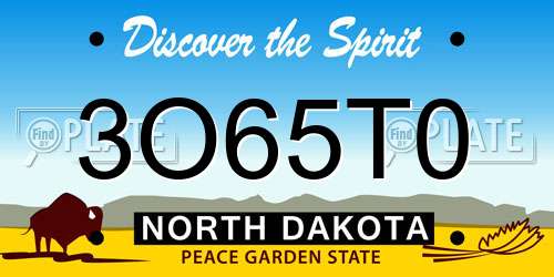 3O65T0 North Dakota License Plate