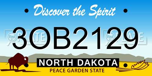3OB2129 North Dakota License Plate