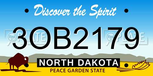 3OB2179 North Dakota License Plate