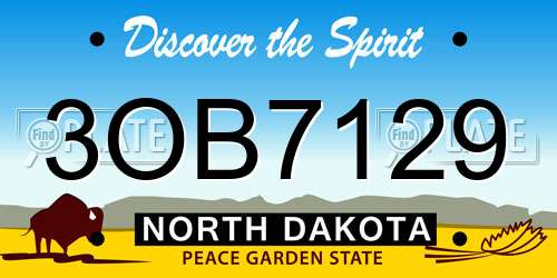 3OB7129 North Dakota License Plate