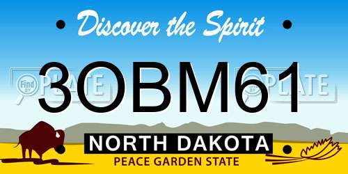 3OBM61 North Dakota License Plate