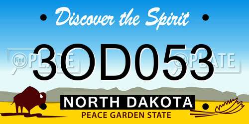 3OD053 North Dakota License Plate