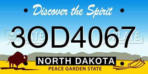 3OD4067 North Dakota License Plate