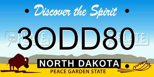 3ODD80 North Dakota License Plate