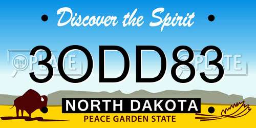 3ODD83 North Dakota License Plate