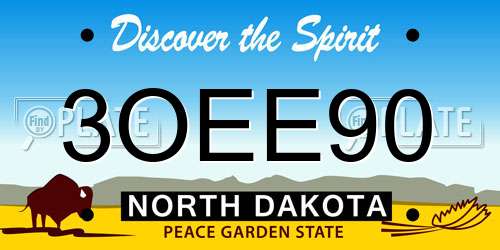 3OEE90 North Dakota License Plate