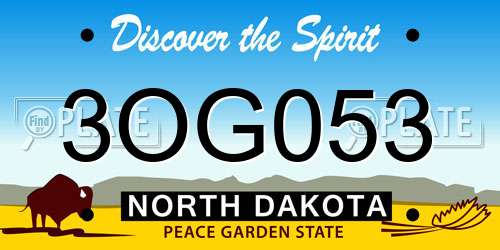 3OG053 North Dakota License Plate