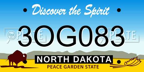 3OG083 North Dakota License Plate