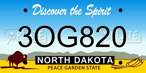 3OG820 North Dakota License Plate