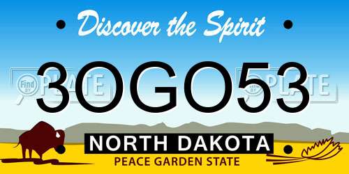 3OGO53 North Dakota License Plate