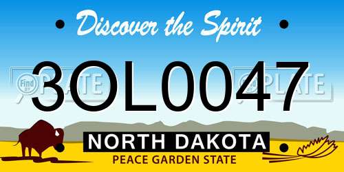 3OL0047 North Dakota License Plate