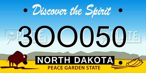 3OO050 North Dakota License Plate
