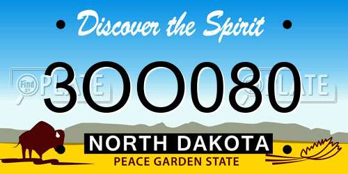 3OO080 North Dakota License Plate