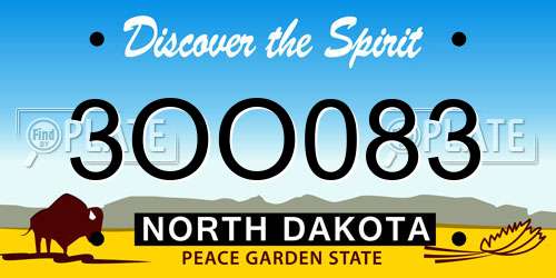 3OO083 North Dakota License Plate
