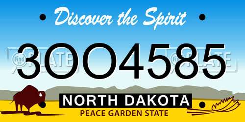 3OO4585 North Dakota License Plate