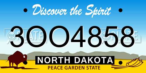 3OO4858 North Dakota License Plate