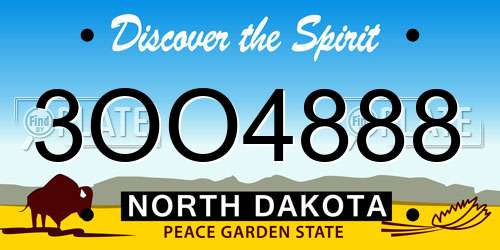 3OO4888 North Dakota License Plate