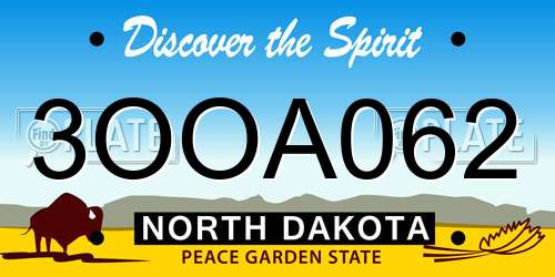 3OOA062 North Dakota License Plate