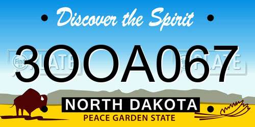 3OOA067 North Dakota License Plate