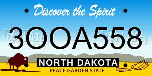 3OOA558 North Dakota License Plate