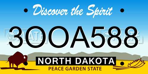 3OOA588 North Dakota License Plate