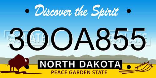 3OOA855 North Dakota License Plate