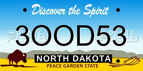 3OOD53 North Dakota License Plate