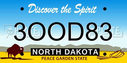 3OOD83 North Dakota License Plate