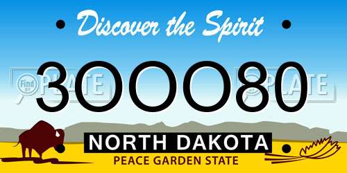 3OOO80 North Dakota License Plate
