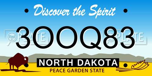 3OOQ83 North Dakota License Plate