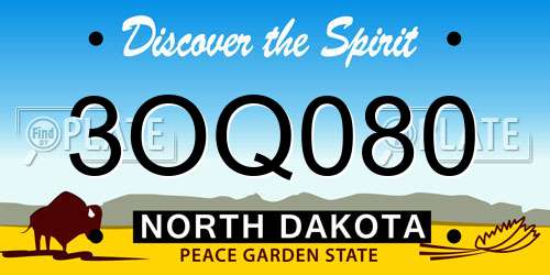 3OQ080 North Dakota License Plate