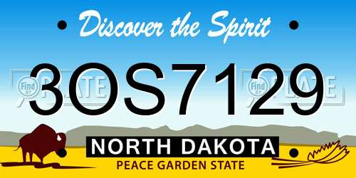 3OS7129 North Dakota License Plate