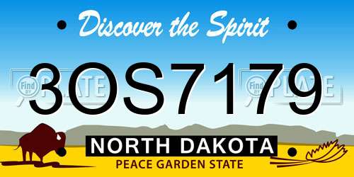 3OS7179 North Dakota License Plate