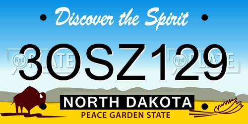 3OSZ129 North Dakota License Plate
