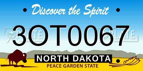 3OT0067 North Dakota License Plate