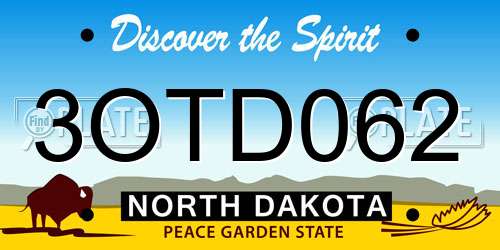3OTD062 North Dakota License Plate
