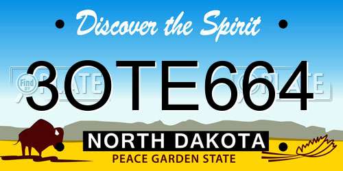3OTE664 North Dakota License Plate