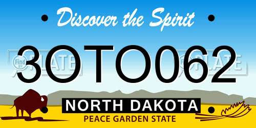 3OTO062 North Dakota License Plate