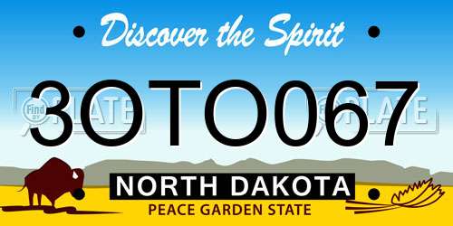 3OTO067 North Dakota License Plate