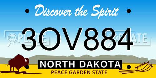 3OV884 North Dakota License Plate
