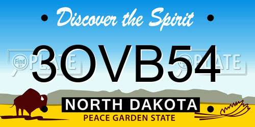 3OVB54 North Dakota License Plate
