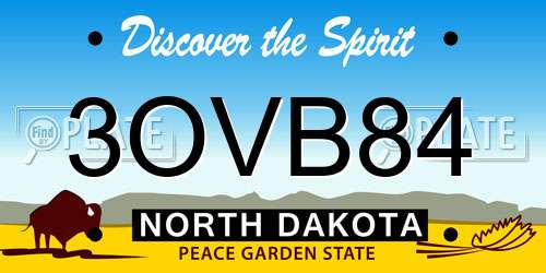 3OVB84 North Dakota License Plate