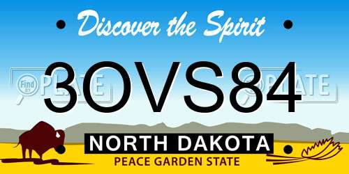3OVS84 North Dakota License Plate