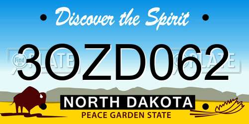 3OZD062 North Dakota License Plate