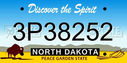 3P38252 North Dakota License Plate