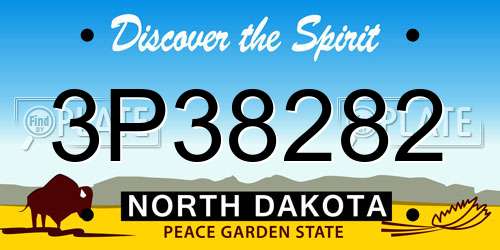 3P38282 North Dakota License Plate