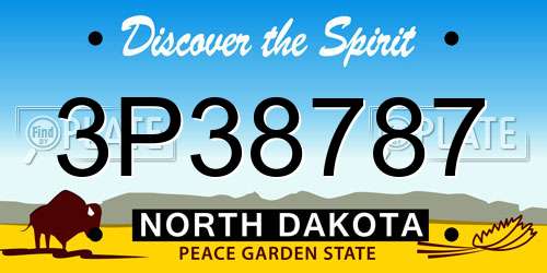 3P38787 North Dakota License Plate