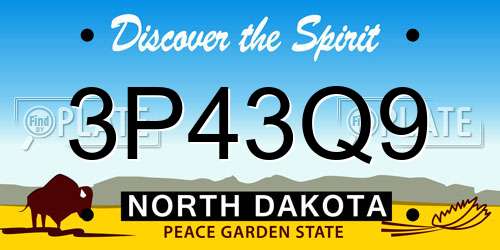 3P43Q9 North Dakota License Plate