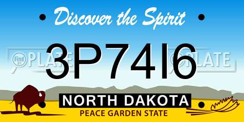 3P74I6 North Dakota License Plate
